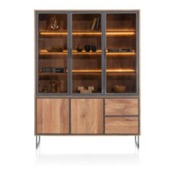 Trapani, vaisselier 160 cm - 3-portes verres + 2-portes + 2-tiroirs (+ LED)