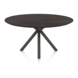 Caletta, eetkamertafel rond 150 cm. - eiken blad - centrale kruispoot grafiet - Basalt
