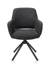 Kian, chaise à accoudoirs - pivotant - rough off black - tissu Cloudy - Anthracite