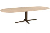Caletta, eetkamertafel ovaal 270 x 110 cm. - eiken blad - centrale teenpoot steelbrown - Natural - Afbeelding 2