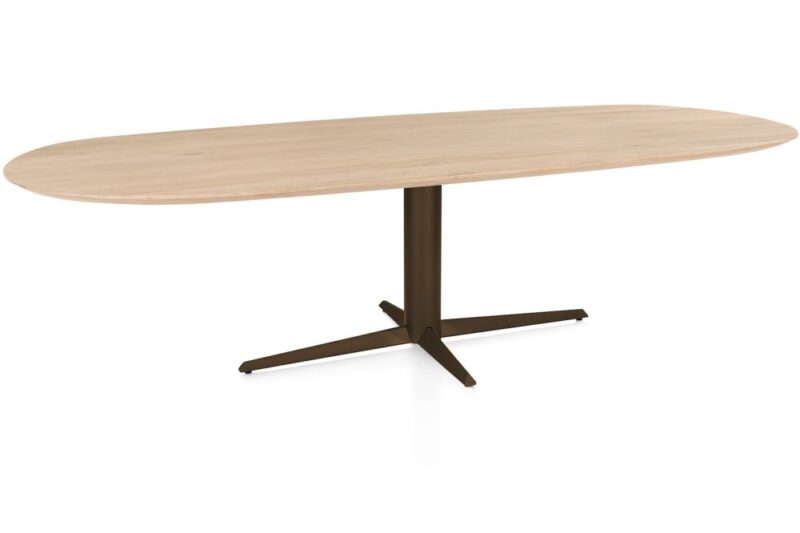 Caletta, Eetkamertafel Ovaal 270 X 110 Cm. - Eiken Blad - Centrale Teenpoot Steelbrown - Natural - Afbeelding 2