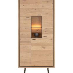 Mogan, Bergkast 100 cm, 4 deuren, 2 openvakken incl. LED - Eiken amber