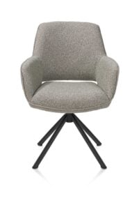 Kian, chaise à accoudoirs - pivotant - rough off black - tissu Cloudy - Olive