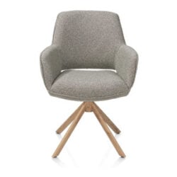 Kian, armstoel - draaibaar - eikenhout look - stof Cloudy - Olijf