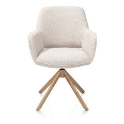 Kian, armstoel - draaibaar - eikenhout look - stof Cloudy - beige