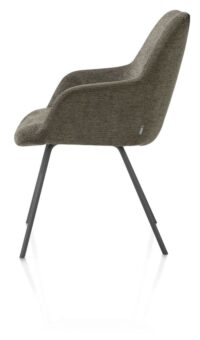 Odin, chaise à accoudoirs - piétement graphite - tissu Vada - vert mousse - Image 3