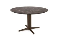 Caletta, eetkamertafel rond 120 cm. - HPL Primo Laminato blad - centrale teenpoot steelbrown - Marble brown - Afbeelding 2