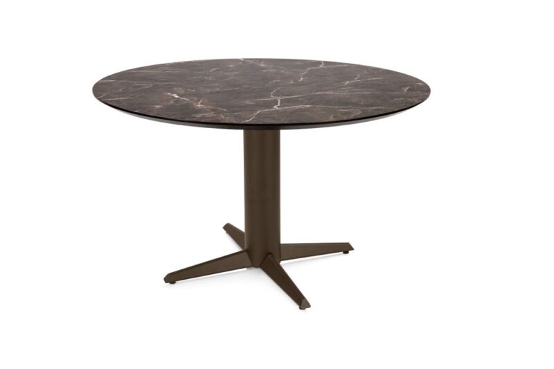 Caletta, Eetkamertafel Rond 120 Cm. - Hpl Primo Laminato Blad - Centrale Teenpoot Steelbrown - Marble Brown - Afbeelding 2