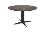 Caletta, eetkamertafel rond 120 cm. - HPL Primo Laminato blad - centrale teenpoot zwart - Marble brown - Afbeelding 2