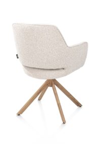 Kian, chaise à accoudoirs - pivotant - aspect chêne - tissu Cloudy - beige - Image 2