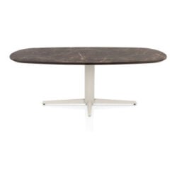 Caletta, table ovale 210 x 100 cm. - plateau en HPL Primo Laminato - pied central crème - Marble brown