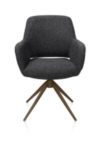 Kian, chaise à accoudoirs - pivotant -steelbrown - tissu Cloudy - Anthracite