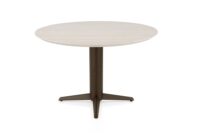 Caletta, table rond 120 cm. - plateau en HPL Primo Laminato - pied central steelbrown - Travertin