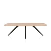 Arvada, eetkamertafel 250 x 110 cm - ovaal - massief eikenhout - 4 poot - zwart - Rough off black