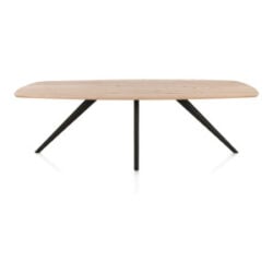 Arvada, eetkamertafel 250 x 110 cm - ovaal - massief eikenhout - 4 poot - zwart - Rough off black