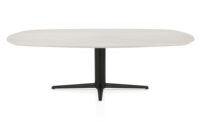 Caletta, table ovale 240 x 105 cm. - plateau en HPL Primo Laminato - pied central noir - Travertin