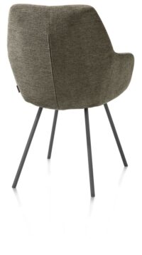 Odin, chaise à accoudoirs - piétement graphite - tissu Vada - vert mousse - Image 2