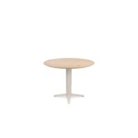 Caletta, table de bar rond 120 cm. - plateau en ch&ecirc;ne - pied central cr&egrave;me - Natural