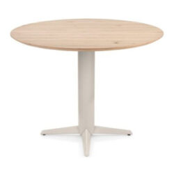 Caletta, table de bar rond 120 cm. - plateau en ch&ecirc;ne - pied central cr&egrave;me - Natural