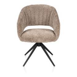 Isla, chaise &agrave; accoudoirs - pivotant - rough off black - tissu Valencia - Taupe