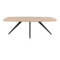 Arvada, eetkamertafel 220 x 110 cm - ovaal - massief eikenhout - 4 poot - zwart - Rough off black