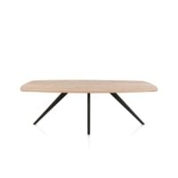 Arvada, eetkamertafel 220 x 110 cm - ovaal - massief eikenhout - 4 poot - zwart - Rough off black