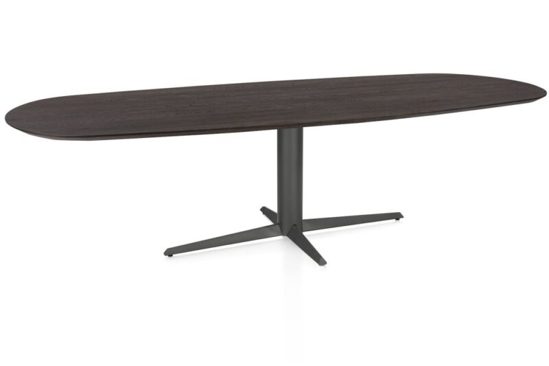 Caletta, Eetkamertafel Ovaal 270 X 110 Cm. - Eiken Blad - Centrale Teenpoot Grafiet - Basalt - Afbeelding 2