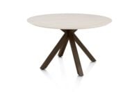 Caletta, eetkamertafel rond 120 cm. - HPL Primo Laminato blad - centrale kruispoot steelbrown - Travertin - Afbeelding 2