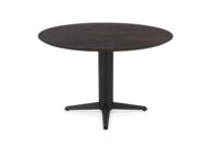Caletta, eetkamertafel rond 120 cm. - eiken blad - centrale teenpoot zwart - Basalt