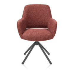 Kian, chaise à accoudoirs - pivotant - graphite - tissu Cloudy - cuivre