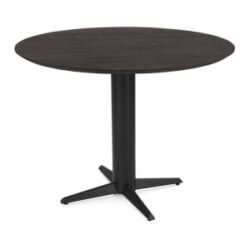 Caletta, bartafel rond 120 cm. - eiken blad - centrale teenpoot zwart - Basalt