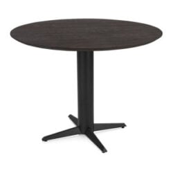 Caletta, table de bar rond 120 cm. - plateau en chêne - pied central noir - Basalt
