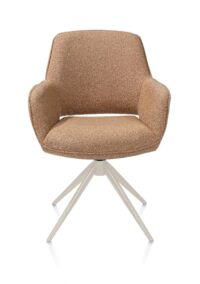 Kian, chaise à accoudoirs - pivotant - crème - tissu Cloudy - Jaune ocre
