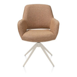 Kian, chaise à accoudoirs - pivotant - crème - tissu Cloudy - Jaune ocre