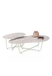 Rota, table d\'appoint 71,5 x 40 cm - céramique Terrazzo