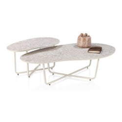 Rota, table d\'appoint 71,5 x 40 cm - céramique Terrazzo