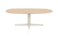 Caletta, eetkamertafel ovaal 210 x 100 cm. - eiken blad - centrale teenpoot cr&egrave;me - Natural