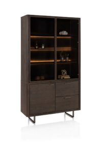 Mogan, Buffet 120 cm, 2 portes vitrées avec LED, 1 porte, 2 tiroirs - Basalt - Image 2