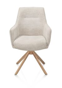 Theo, armstoel - draaibaar met kantelfunctie - eikenhout look - pocket - Vada - beige