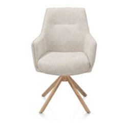 Theo, armstoel - draaibaar met kantelfunctie - eikenhout look - pocket - Vada - beige