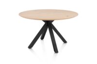 Caletta, eetkamertafel rond 120 cm. - eiken blad - centrale kruispoot zwart - Natural - Afbeelding 2