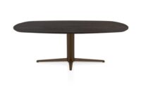 Caletta, eetkamertafel ovaal 210 x 100 cm. - eiken blad - centrale teenpoot steelbrown - Basalt
