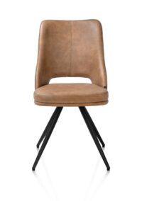 Ian, Chaise de salle à manger - rotative à 180 degrés - rough off black - knock down - pala - Cognac