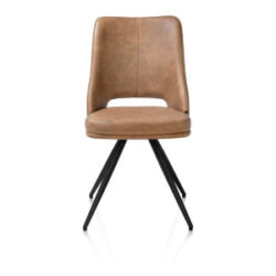 Ian, Chaise de salle à manger - rotative à 180 degrés - rough off black - knock down - pala - Cognac