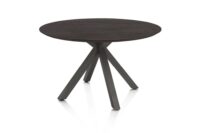 Caletta, eetkamertafel rond 120 cm. - eiken blad - centrale kruispoot grafiet - Basalt - Afbeelding 2