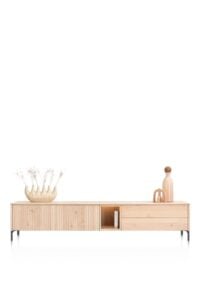 Trenton, Planche basse 270 cm. - 2 portes + 2 tiroirs + 1 niche - natural