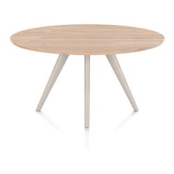 Arvada, eetkamertafel 140 cm - rond - massief eikenhout - 4 poot - crème - Creme