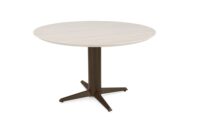Caletta, table rond 120 cm. - plateau en HPL Primo Laminato - pied central steelbrown - Travertin - Image 2