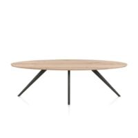 Arvada, eetkamertafel 250 x 110 cm - ellips - massief eikenhout - 4 poot - grafiet - Metal graphite