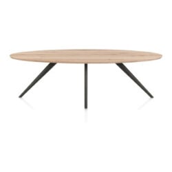 Arvada, eetkamertafel 250 x 110 cm - ellips - massief eikenhout - 4 poot - grafiet - Metal graphite